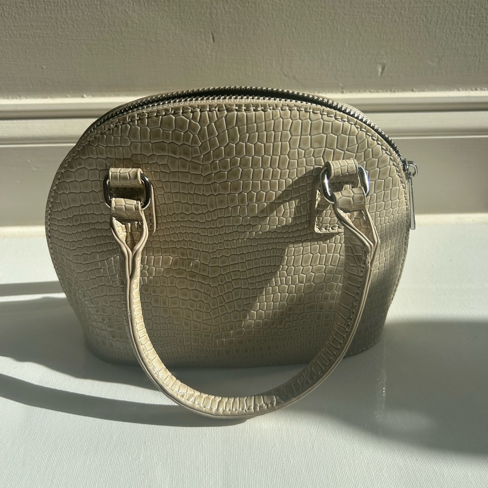 ASOS Beige Crocodile-Embossed Shoulder Bag
